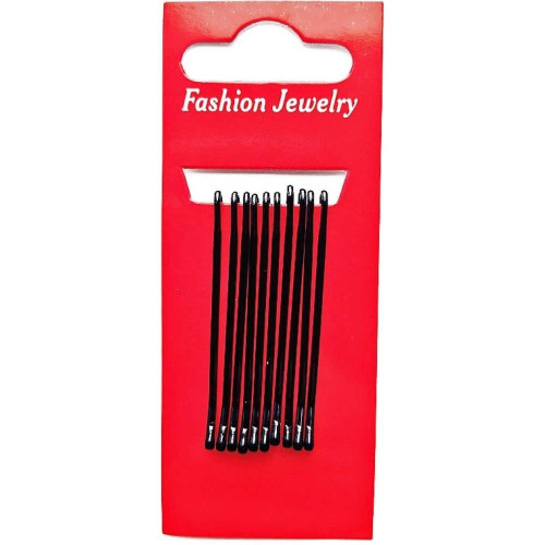 Невидимки для волосся на блістері Fashion Jewelry 5 см, чорні, 10 шт.