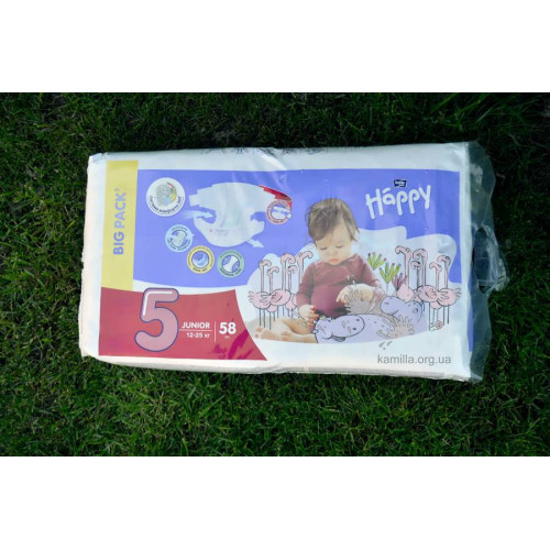 2/Підгузники дитячі Happy Junior №5 12-25 кг. 58 шт.