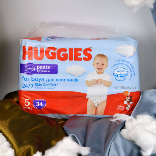 Підгузники-трусики дитячі Huggies For Boys 12-17кг №5 34 шт 