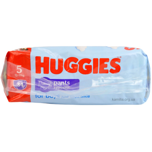Підгузники-трусики дитячі Huggies For Boys 12-17кг №5 34 шт 