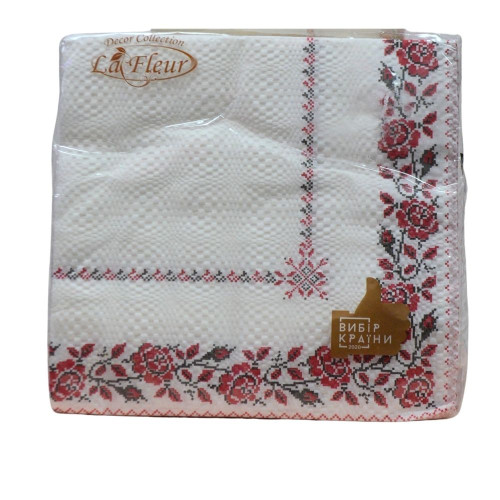 Серветка для столу 33х33 16шт La Fleur 2-х шарова Трояндова хустинка