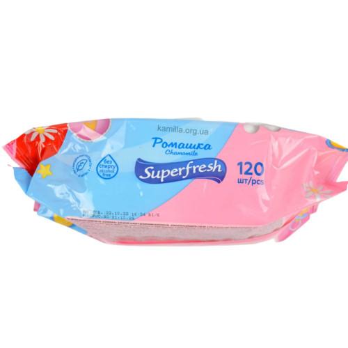 Дитячі вологі серветки Superfresh з клапаном 120 шт.