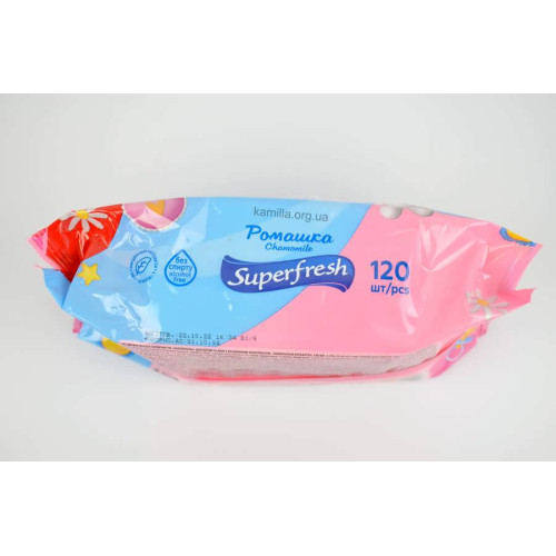 Дитячі вологі серветки Superfresh з клапаном 120 шт.