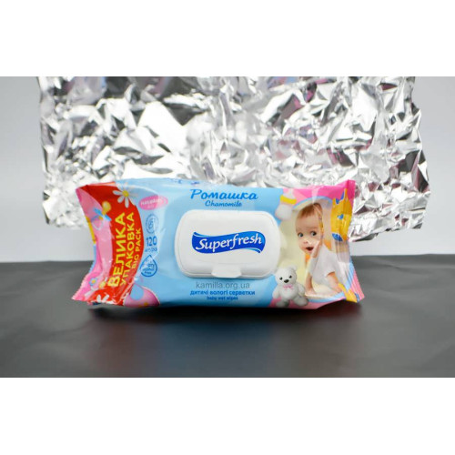 Дитячі вологі серветки Superfresh з клапаном 120 шт.