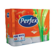 Туалетний папір Perfex 3-х шаровий 24шт Пюр Вайт 