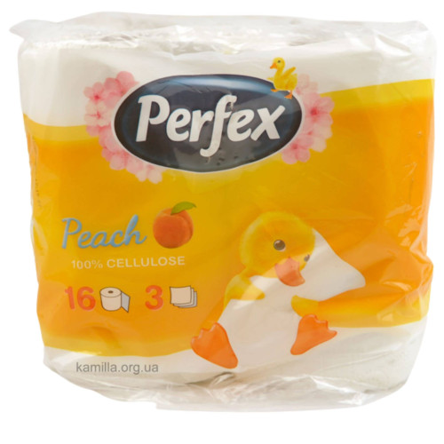 Туалетний папір Prefex 3-х шаровий Peach 16 шт.