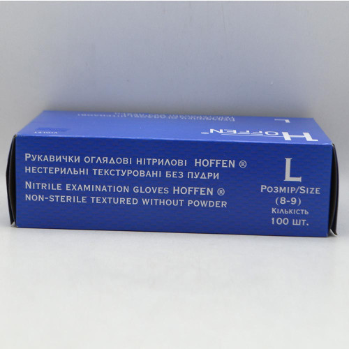 Рукавиці нітрілові Hoffen 100шт Л Сині