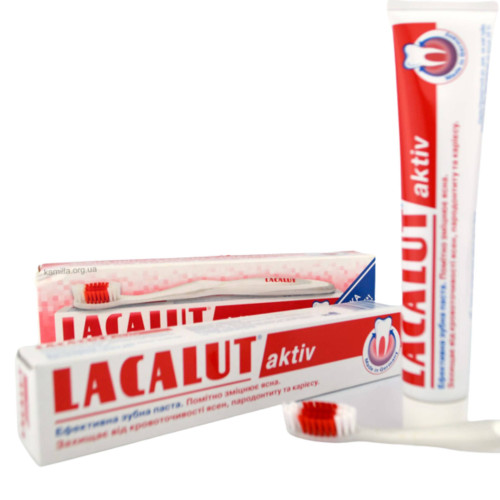 Зубна паста Lacalut Active від кровоточивості ясен + зубна щітка 75 мл.