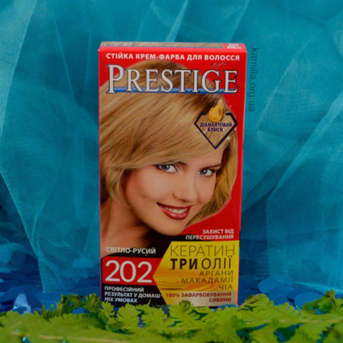 Стійка крем-фарба для волосся Prestige Кератин Три Олії №202 Світло-русий 115 мл.