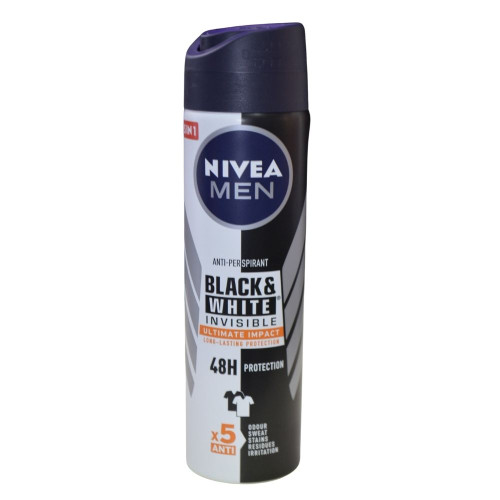 Чоловічий дезодорант спрей Nivea 150мл Чорне та біле Невидимий Екстра 