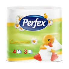 Туалетний папір Perfex 4шт 3-х шаровий Ромашка