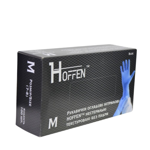 Рукавиці нітрілові Hoffen 100шт М Сині 