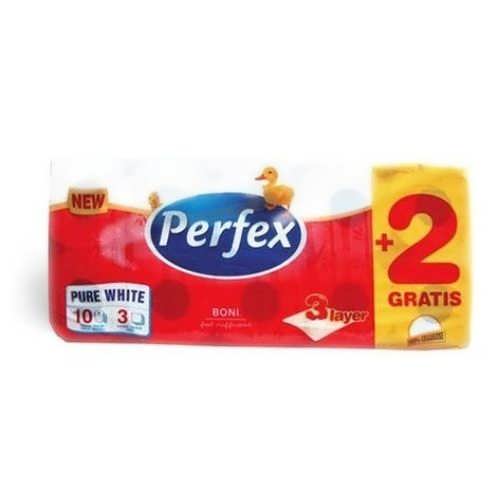 Туалетний папір Perfex 3-х шаровий 10шт Пюре Вайт 