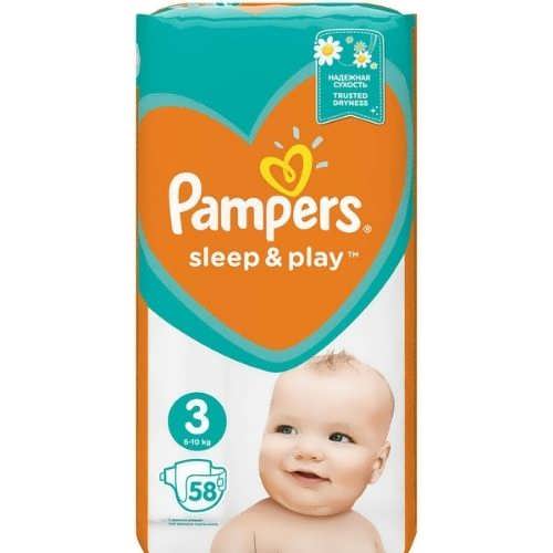 2/Підгузники дитячі Pampers Sleep & Play №3 58 шт.
