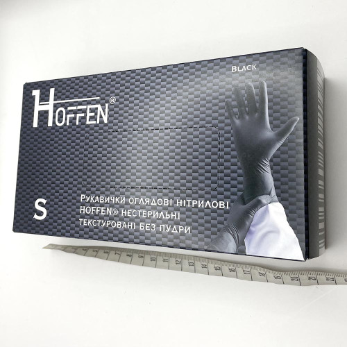 Рукавиці нітрілові Hoffen 100шт С чорні