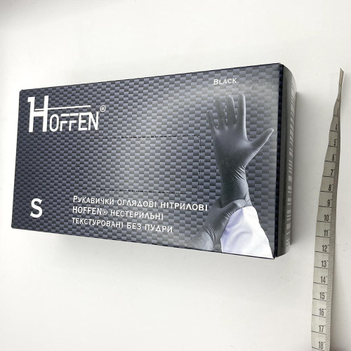 Рукавиці нітрілові Hoffen 100шт С чорні
