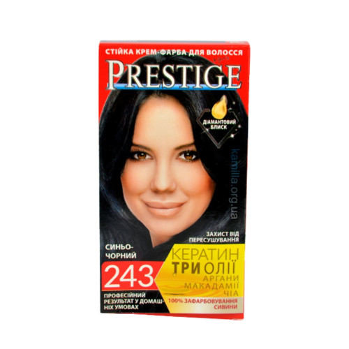 Стійка крем-фарба для волосся Prestige Кератин Три Олії №243 Синьо-чорний 115 мл.