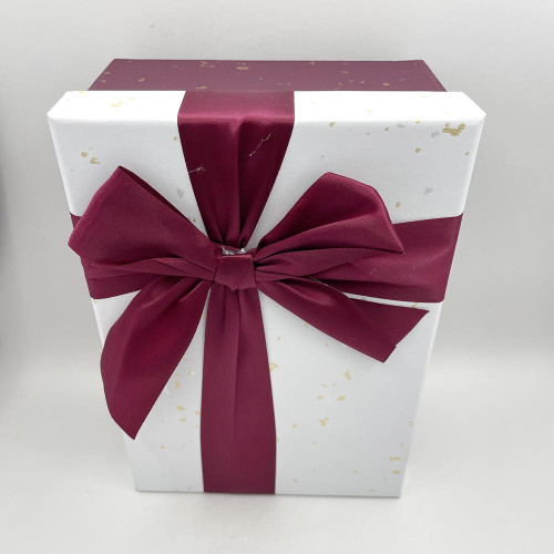 Подарункова коробка 25*18*10,5см Біла кришка з бантом 