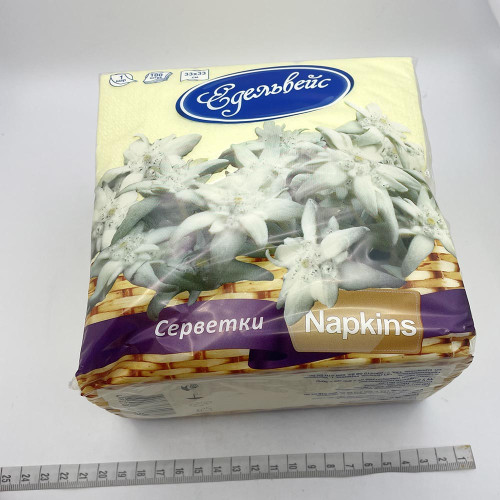 Серветки для столу Едельвейс 33*33 1-шарова 100шт Жовті