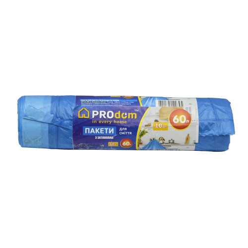 Пакети для сміття ProDom 60л 10шт з завязкою