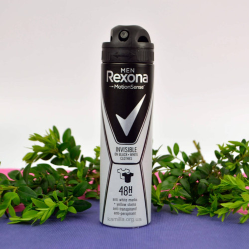 Чоловічий дезодорант спрей Rexona Невидимий захист на чорно/білому 150 мл.