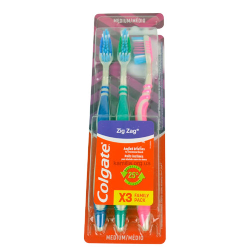 3убна щітка Colgate Зіг-заг плюс середня 2+1 шт.