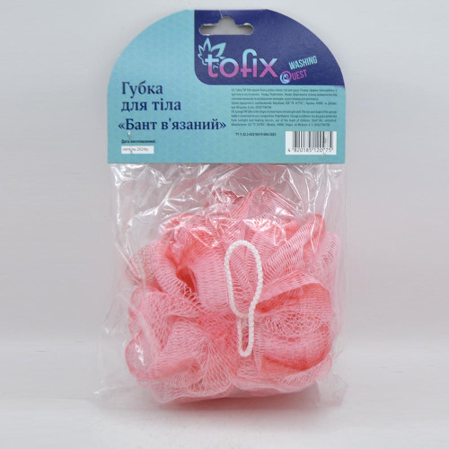 Губка мочалка бант Tofix 1шт В'язаний кольоровий 0975