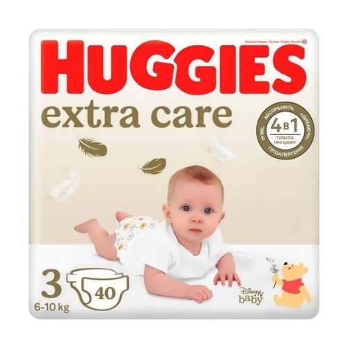 Дитячі підгузники Huggies Extra Care Jumbo №3 6-10 кг 40 шт