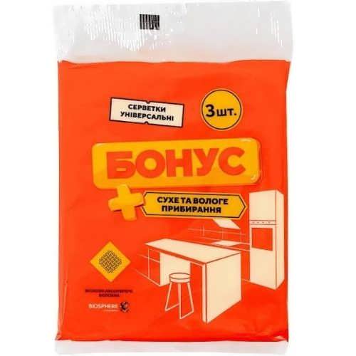 БОНУС Серветки віскозні, 3+1шт.