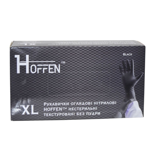 Рукавиці нітрілові Hoffen 100шт ХЛ Чорні 