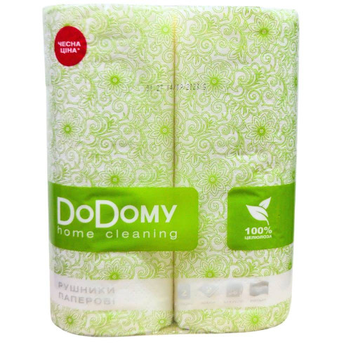 Pушники паперові DoDomy рулон Білі 2 шт.