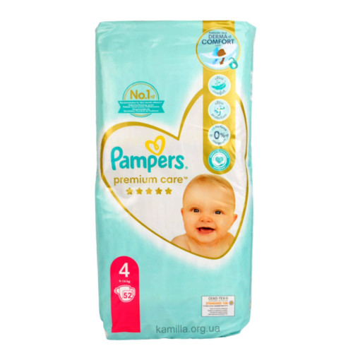 2/Підгузники дитячі Pampers Premium Care №4 9-14 кг 52 шт.