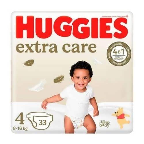 Підгузки Huggies Extra Care Jumbo розмір №4 (8-16 кг), 33 шт