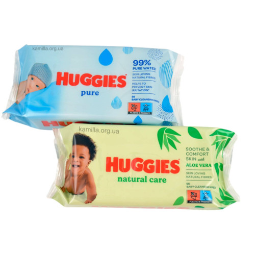 Дитячі вологі серветки Huggies Natural Care 56 шт. 