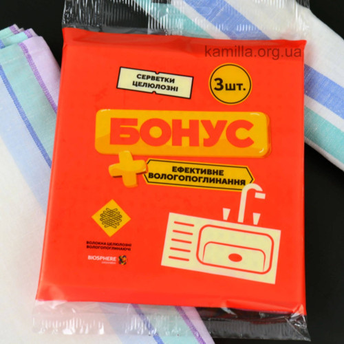 Серветки целюлозні БОНУС 3 шт