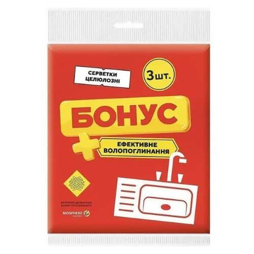 Серветки целюлозні БОНУС 3 шт