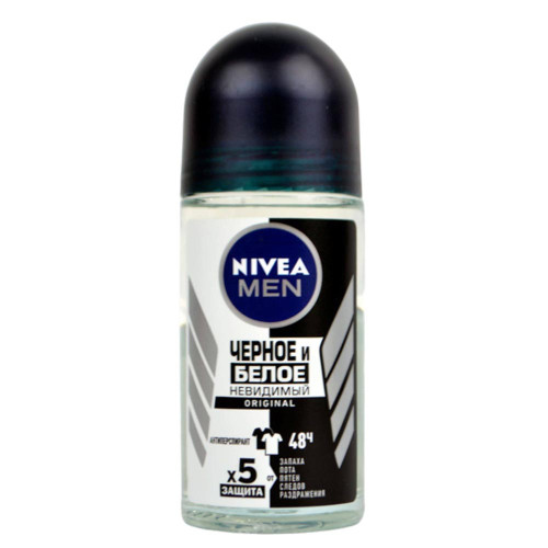 Чоловічий дезодорант кульковий Nivea Невидимий чорне та біле 50 мл.