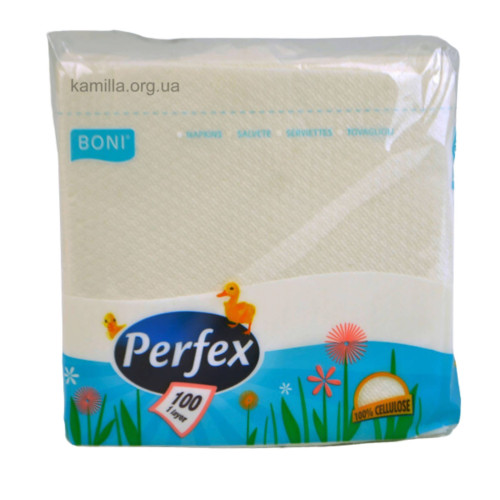Cерветки для столу Perfex 33х33 Білі 100 шт.
