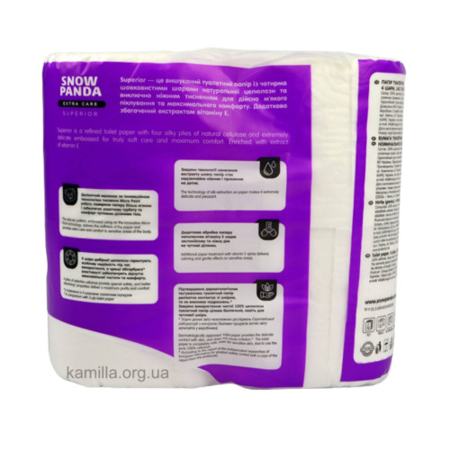 Туалетний папір Snow Panda  Extra Care Superior 4-х шаровий 4 шт