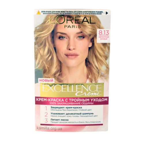 Фарбa для волосся L`Oreal Excellence №8,13 Світло русявий Беживий
