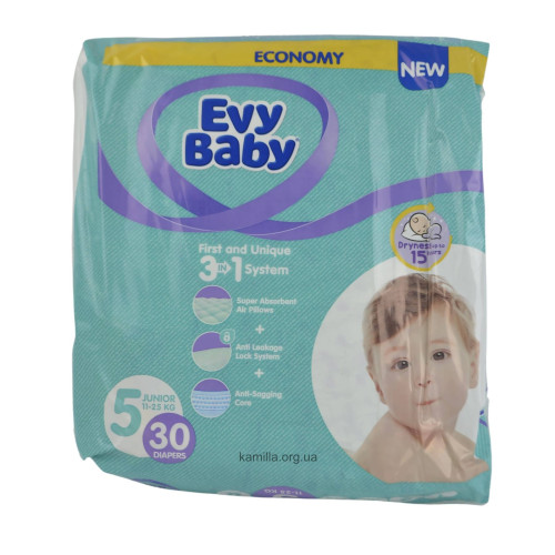Підгузники дитячі Evy Baby №5 11-25 кг 30 шт.