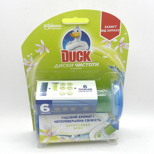 Туалетний Утьонок Duck диски чистоти для унітазу 6 дисків Цитрусовий Бриз 