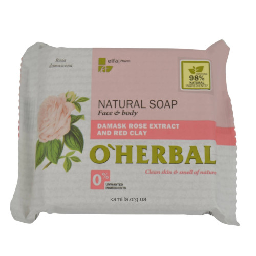 Мило O'Herbal Дамаська троянда/Червона глина 100 г.