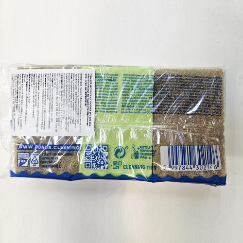 Губка для миття посуду Bonus 3шт Non-scratch Duo Sponge