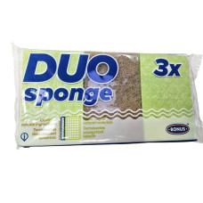 Губка для миття посуду Bonus 3шт Non-scratch Duo Sponge
