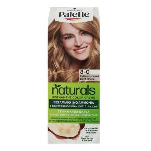 2/Стійка крем-фарба для волосся Schwarzkopf Palette Naturals, без аміаку,8-0 Світло Русявий
