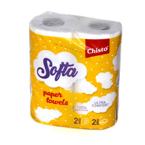 Кухонний рушник Chisto Softa на гільзі 2рул. сіро-білий
