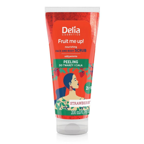 Cкраб для обличчя та тіла Delia Cosmetics Fruit me up 200мл Поживний з ароматом Полуниці