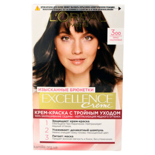 Фарбa для волосся L`Oreal Excellence №300 Темний каштан 