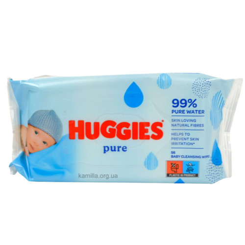 Вологі серветки Huggies Pure 56 шт.